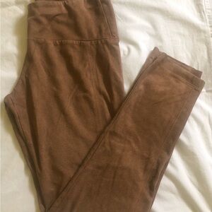 Brown Suede-Look Leggings